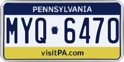 PA license plate MYQ6470