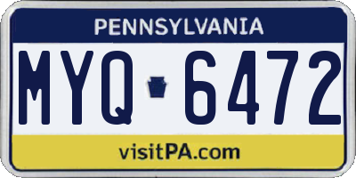 PA license plate MYQ6472