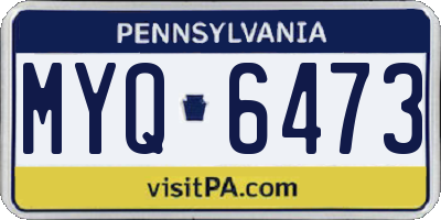 PA license plate MYQ6473