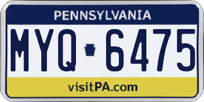 PA license plate MYQ6475