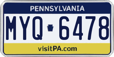 PA license plate MYQ6478