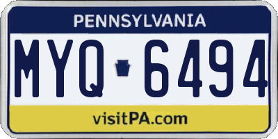 PA license plate MYQ6494