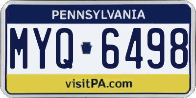 PA license plate MYQ6498