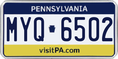 PA license plate MYQ6502