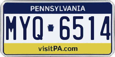 PA license plate MYQ6514