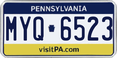 PA license plate MYQ6523