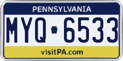 PA license plate MYQ6533