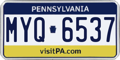 PA license plate MYQ6537
