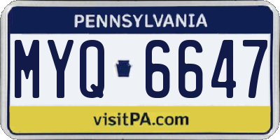 PA license plate MYQ6647