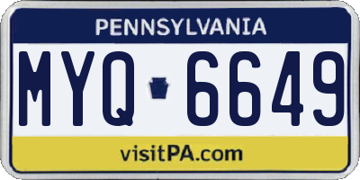 PA license plate MYQ6649