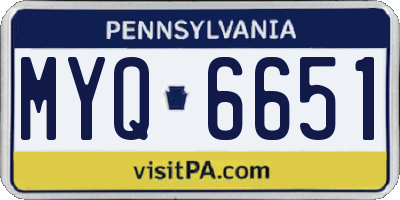 PA license plate MYQ6651