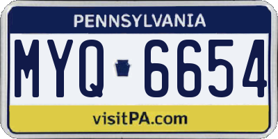 PA license plate MYQ6654