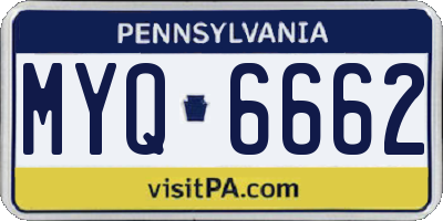 PA license plate MYQ6662