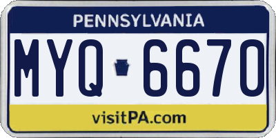 PA license plate MYQ6670