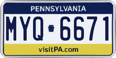 PA license plate MYQ6671