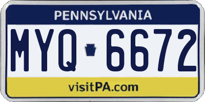 PA license plate MYQ6672