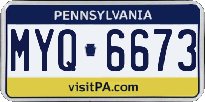 PA license plate MYQ6673