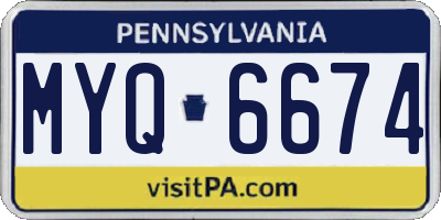 PA license plate MYQ6674
