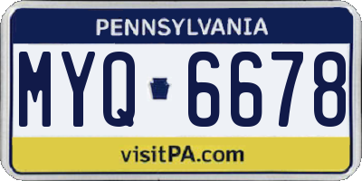 PA license plate MYQ6678