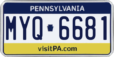 PA license plate MYQ6681