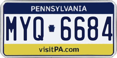PA license plate MYQ6684