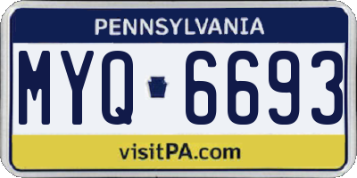 PA license plate MYQ6693