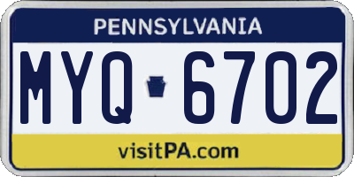 PA license plate MYQ6702