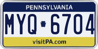 PA license plate MYQ6704