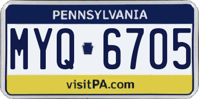PA license plate MYQ6705