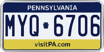 PA license plate MYQ6706