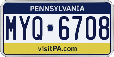 PA license plate MYQ6708