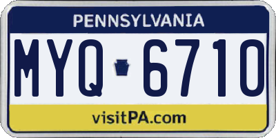 PA license plate MYQ6710