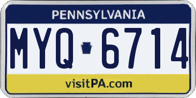 PA license plate MYQ6714