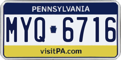 PA license plate MYQ6716