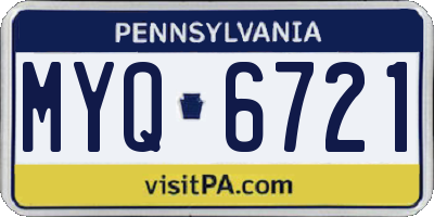PA license plate MYQ6721