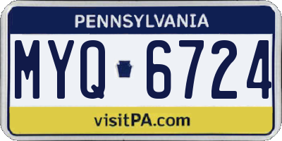 PA license plate MYQ6724