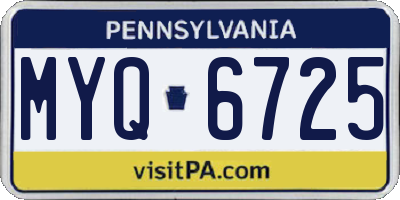 PA license plate MYQ6725