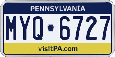 PA license plate MYQ6727
