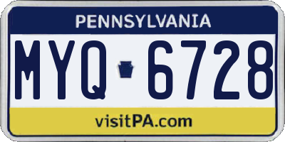PA license plate MYQ6728
