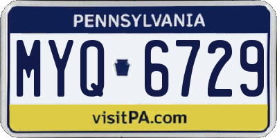 PA license plate MYQ6729