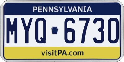 PA license plate MYQ6730