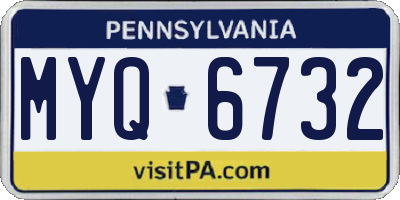 PA license plate MYQ6732