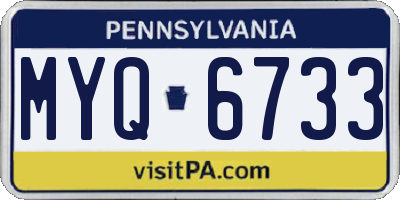 PA license plate MYQ6733
