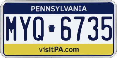 PA license plate MYQ6735