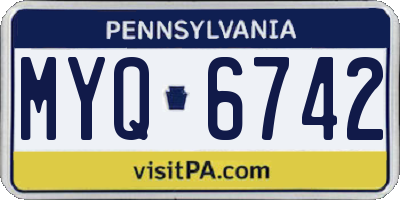 PA license plate MYQ6742