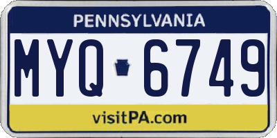 PA license plate MYQ6749