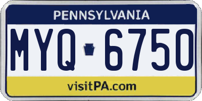 PA license plate MYQ6750