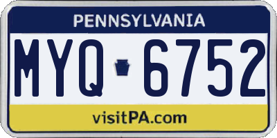 PA license plate MYQ6752