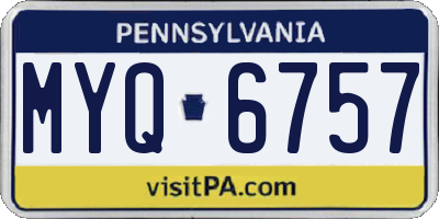 PA license plate MYQ6757