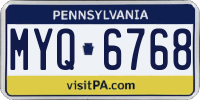 PA license plate MYQ6768